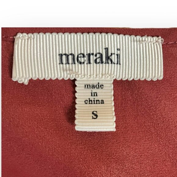 MERAKI Cold Shoulder Blouse Chiffon 3/4 Sleeve Cinnamon Color Size Small - Picture 6 of 10